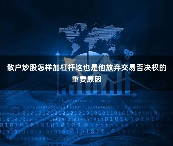 散户炒股怎样加杠杆这也是他放弃交易否决权的重要原因